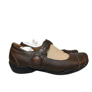 Taos Applause Womens Mary Jane Loafer Strap Slip On Shoe Leather Brown Size 36 6